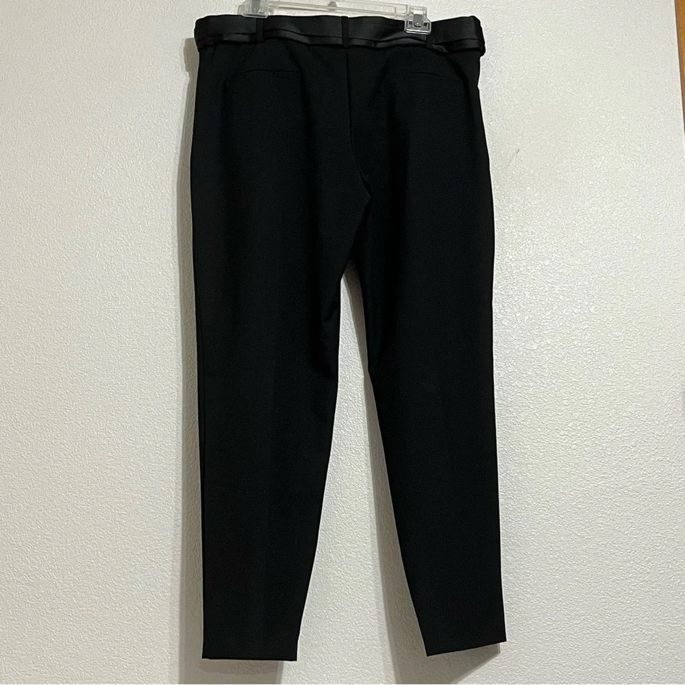 Zara Satin Bow Sash Belt Trousers Dress Pants Cocktail Black Size XL